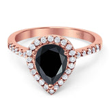 Pear Teardrop Natural Stone Halo Ring