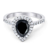 Pear Teardrop Natural Stone Halo Ring
