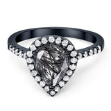 Pear Teardrop Natural Stone Halo Ring