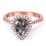 Pear Teardrop Natural Stone Halo Ring
