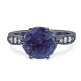 Art Deco Round Natural Stone Promise Ring