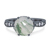 Art Deco Round Natural Stone Promise Ring
