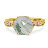 Art Deco Round Natural Stone Promise Ring