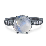 Art Deco Round Natural Stone Promise Ring