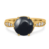 Art Deco Round Natural Stone Promise Ring