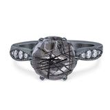 Art Deco Round Natural Stone Promise Ring