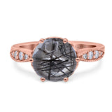 Art Deco Round Natural Stone Promise Ring