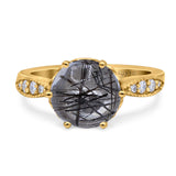 Art Deco Round Natural Stone Promise Ring