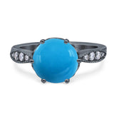 Art Deco Round Natural Stone Promise Ring