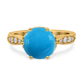 Art Deco Round Natural Stone Promise Ring