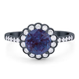 Round Natural Stone Floral Ring