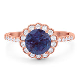 Round Natural Stone Floral Ring