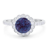 Round Natural Stone Floral Ring