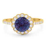 Round Natural Stone Floral Ring