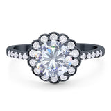 Round Natural Stone Floral Ring