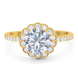 Round Natural Stone Floral Ring