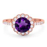 Round Natural Stone Floral Ring