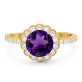 Round Natural Stone Floral Ring