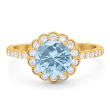 Round Natural Stone Floral Ring