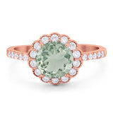Round Natural Stone Floral Ring