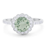 Round Natural Stone Floral Ring