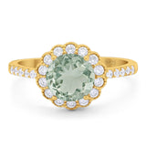 Round Natural Stone Floral Ring