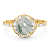 Round Natural Stone Floral Ring