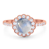 Round Natural Stone Floral Ring