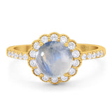 Round Natural Stone Floral Ring