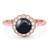 Round Natural Stone Floral Ring