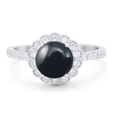 Round Natural Stone Floral Ring