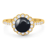 Round Natural Stone Floral Ring