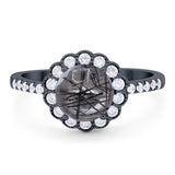 Round Natural Stone Floral Ring