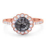 Round Natural Stone Floral Ring