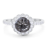 Round Natural Stone Floral Ring