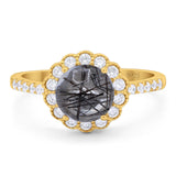 Round Natural Stone Floral Ring