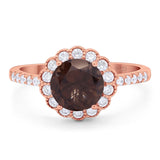 Round Natural Stone Floral Ring