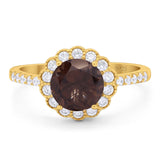 Round Natural Stone Floral Ring