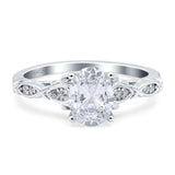 Oval Moissanite Leaf Filigree Ring 925 Sterling Silver