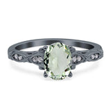 Oval Natural Stone Leaf Design Ring