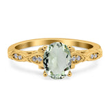 Oval Natural Stone Leaf Design Ring