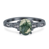 Oval Natural Stone Leaf Design Ring