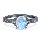 Oval Natural Stone Leaf Design Ring