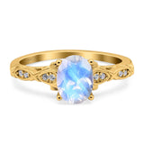 Oval Natural Stone Leaf Design Ring