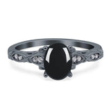 Oval Natural Stone Leaf Design Ring