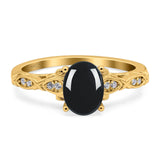 Oval Natural Stone Leaf Design Ring