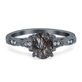 Oval Natural Stone Leaf Design Ring