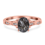 Oval Natural Stone Leaf Design Ring