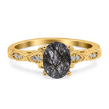 Oval Natural Stone Leaf Design Ring