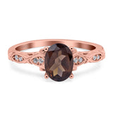 Oval Natural Stone Leaf Design Ring
